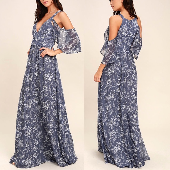 lulus blue floral maxi dress
